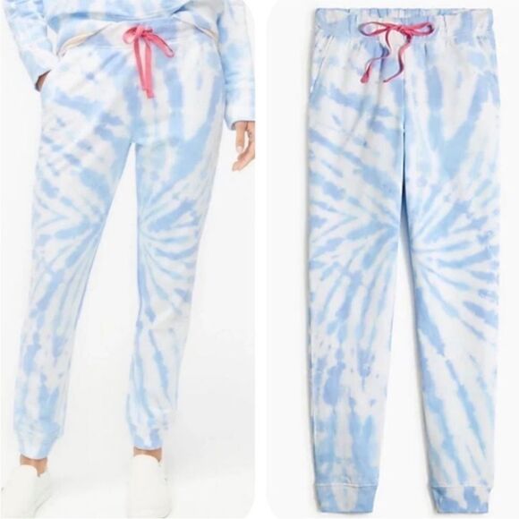 J. Crew Blue/White Knit Tie Dye Jogger Sweatpants. Size Large. - Picture 1 of 9